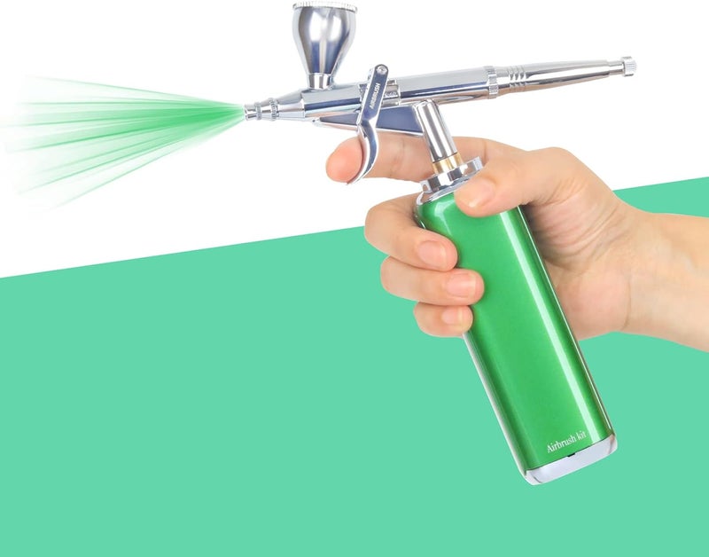 I-BEAUTEE high air Flow Cordless Airbrush Kit, Wireless Portable Air Brush Compressor, Rechargeable Mini Air Brush, Handheld Airbrush Gun for Barber, Model Painting, Nail Art, Makeup, Tattoo (Green) - Image 4